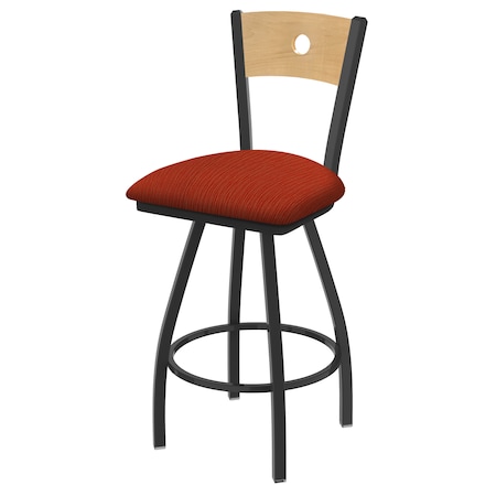 36 Swivel Counter Stool,Bronze Finish,Nat Back,Graph Poppy Seat